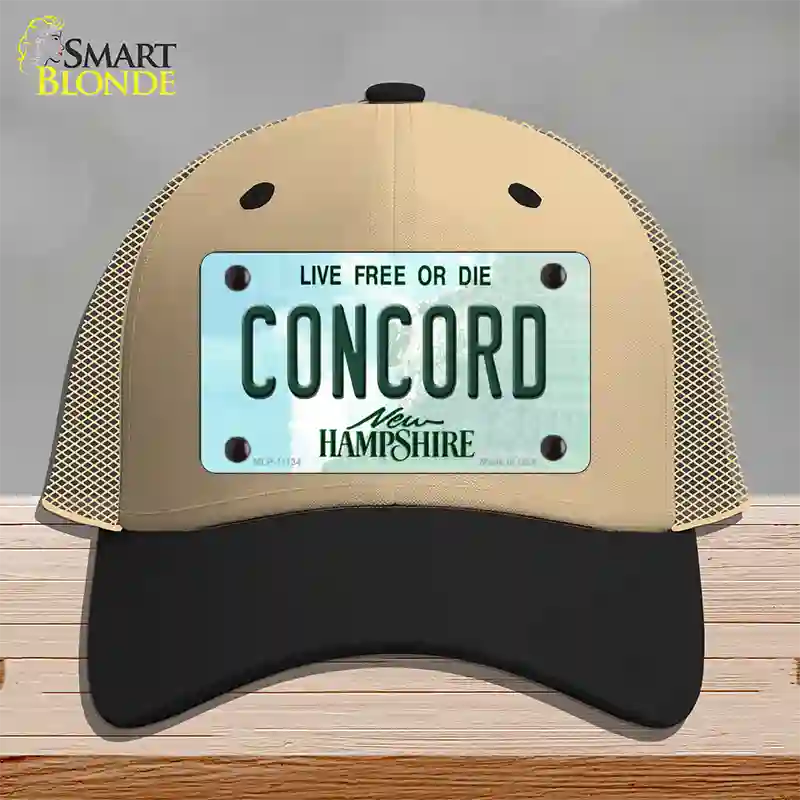 Concord New Hampshire State Novelty License Plate Hat Mesh / Khaki|Black