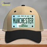 Manchester New Hampshire State Novelty License Plate Hat Mesh / Khaki|Black