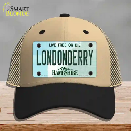 Londonderry New Hampshire State Novelty License Plate Hat Mesh / Khaki|Black