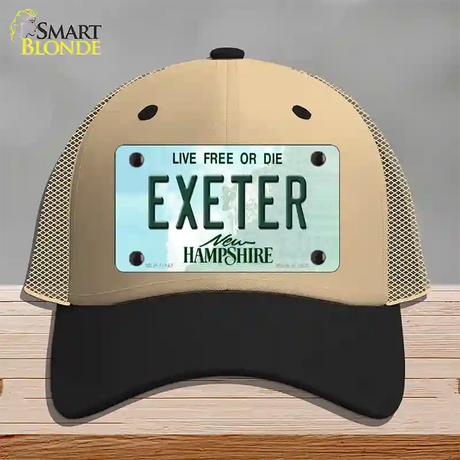 Exeter New Hampshire State Novelty License Plate Hat Mesh / Khaki|Black