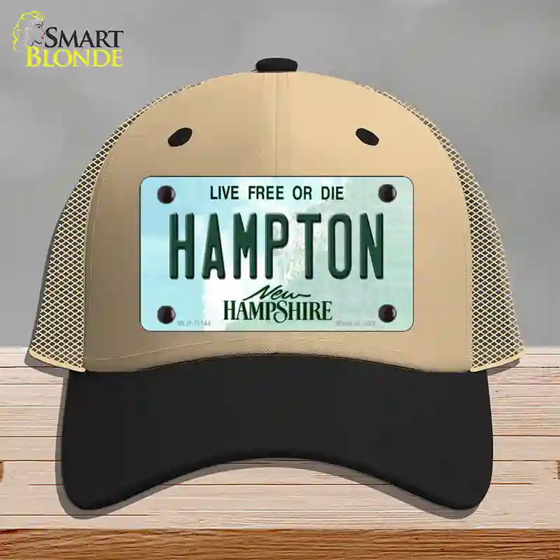 Hampton New Hampshire State Novelty License Plate Hat Mesh / Khaki|Black