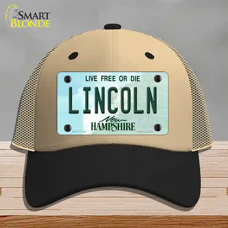 Lincoln New Hampshire State Novelty License Plate Hat Mesh / Khaki|Black