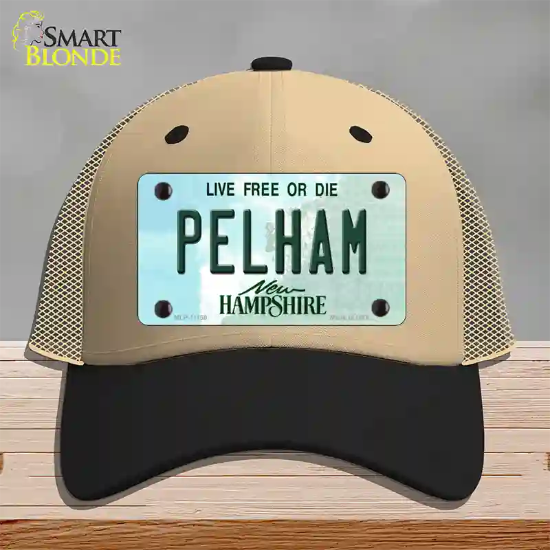 Pelham New Hampshire State Novelty License Plate Hat Mesh / Khaki|Black