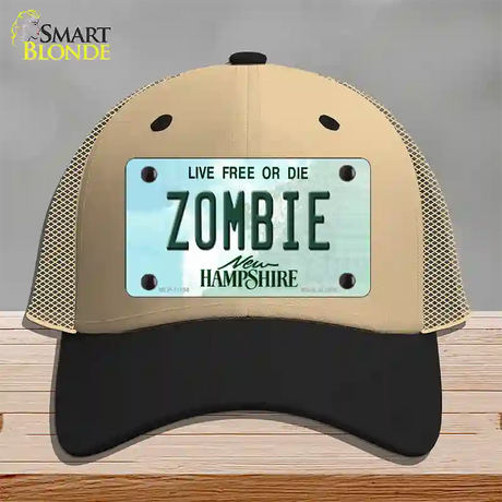 Zombie New Hampshire State Novelty License Plate Hat Mesh / Khaki|Black