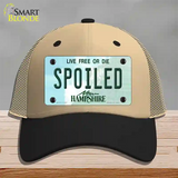 Spoiled New Hampshire State Novelty License Plate Hat Mesh / Khaki|Black