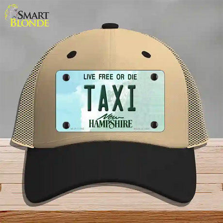 Taxi New Hampshire State Novelty License Plate Hat Mesh / Khaki|Black