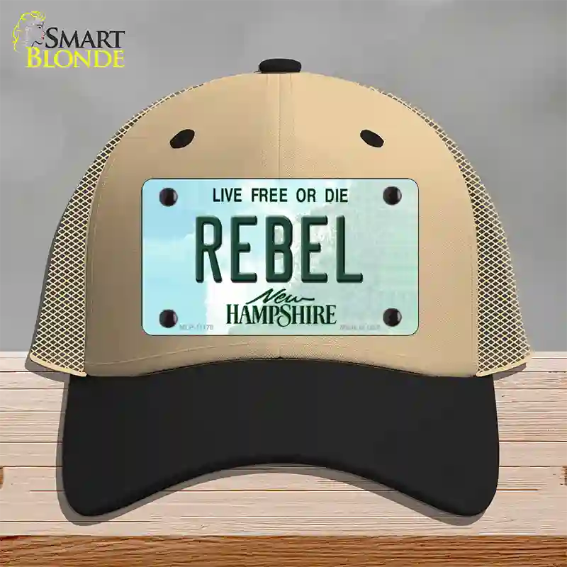 Rebel New Hampshire State Novelty License Plate Hat Mesh / Khaki|Black