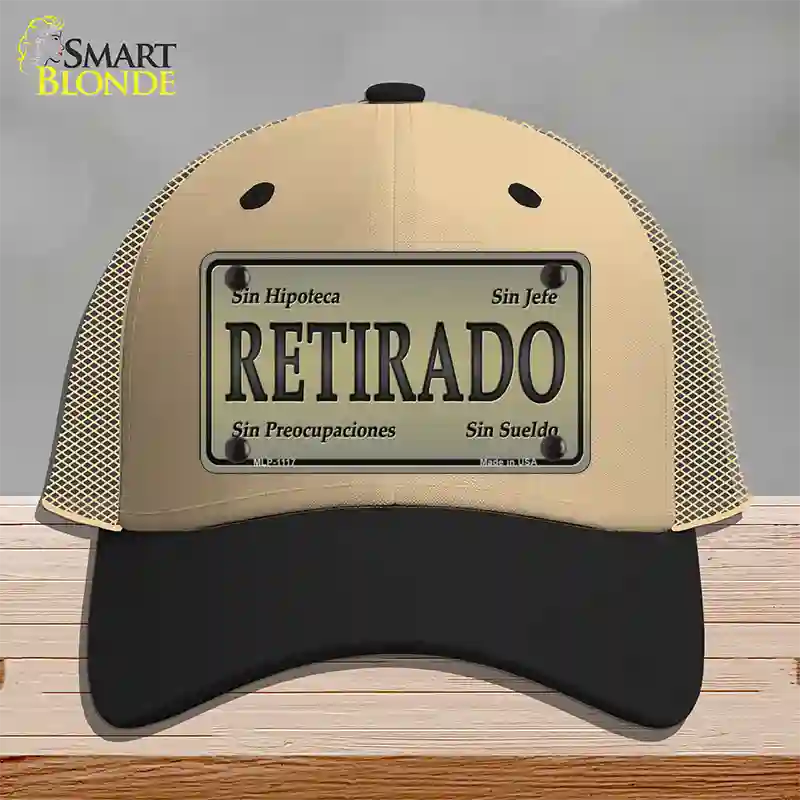 Retirado Novelty License Plate Hat Mesh / Khaki|Black