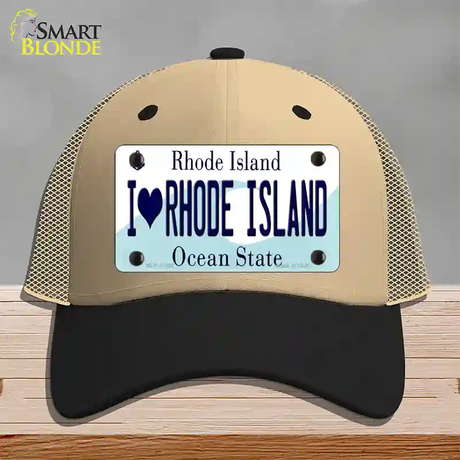 I Love Rhode Island State Novelty License Plate Hat Mesh / Khaki|Black