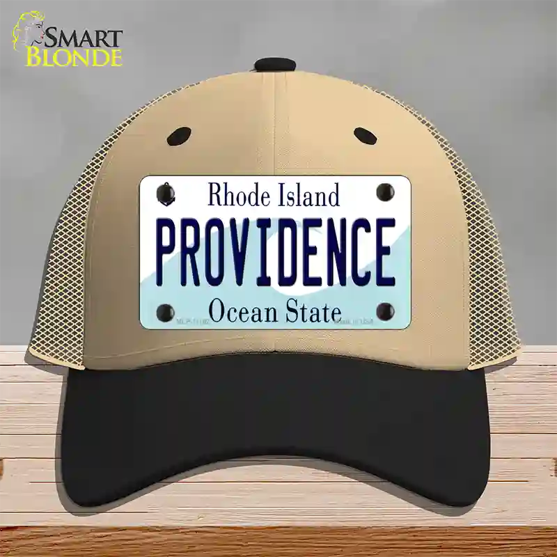 Providence Rhode Island State Novelty License Plate Hat Mesh / Khaki|Black