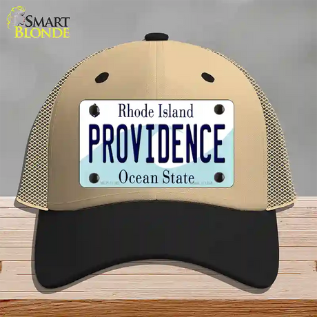 Providence Rhode Island State Novelty License Plate Hat Mesh / Khaki|Black