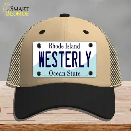 Westerly Rhode Island State Novelty License Plate Hat Mesh / Khaki|Black