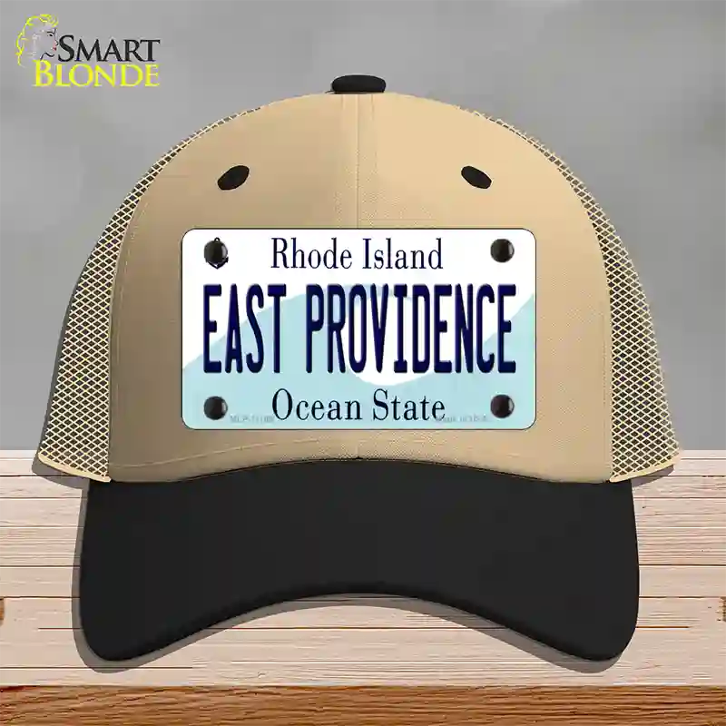 East Providence Rhode Island State Novelty License Plate Hat Mesh / Khaki|Black