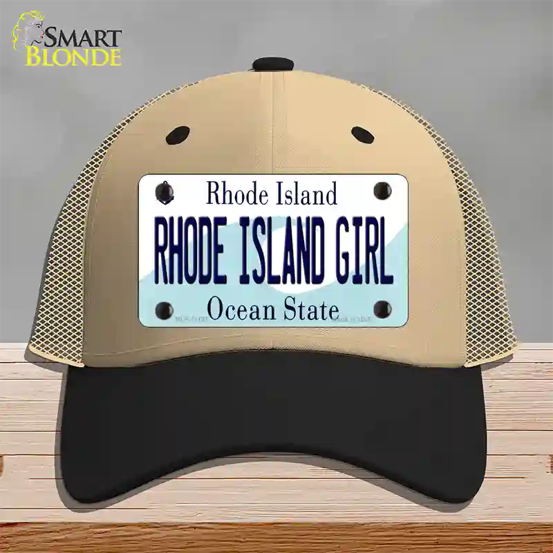 Rhode Island Girl Rhode Island State Novelty License Plate Hat Mesh / Khaki|Black