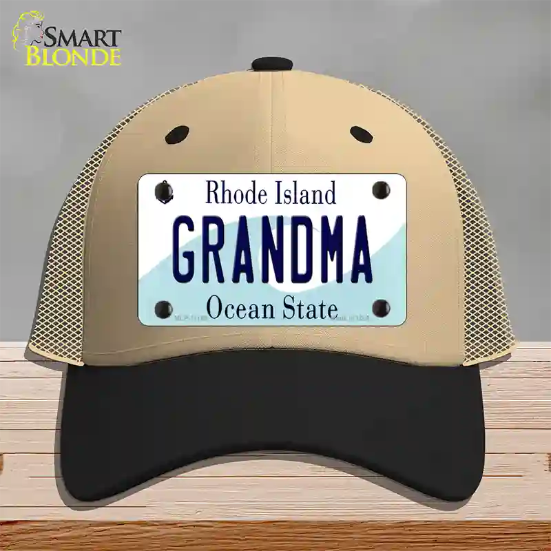 Grandma Rhode Island State Novelty License Plate Hat Mesh / Khaki|Black