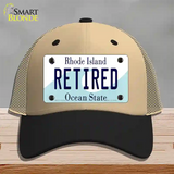 Retired Rhode Island State Novelty License Plate Hat Mesh / Khaki|Black