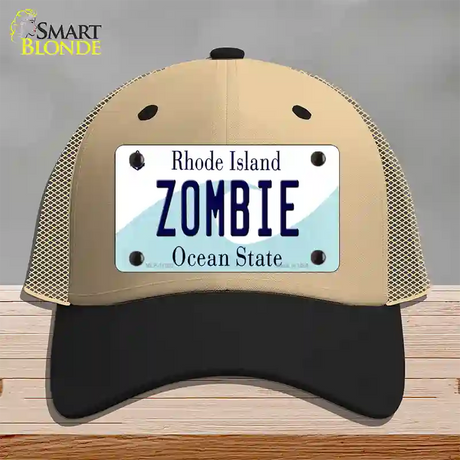 Zombie Rhode Island State Novelty License Plate Hat Mesh / Khaki|Black