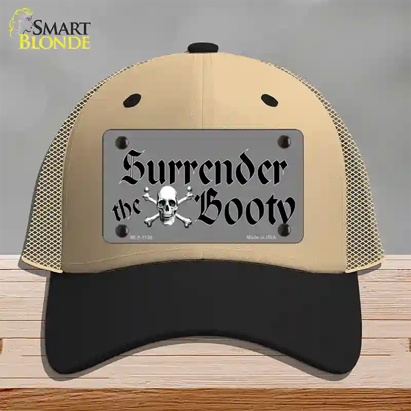 Surrender The Booty Novelty License Plate Hat Mesh / Khaki|Black