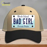 Bad Girl Rhode Island State Novelty License Plate Hat Mesh / Khaki|Black