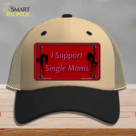 I Support Single Moms Novelty License Plate Hat Mesh / Khaki|Black