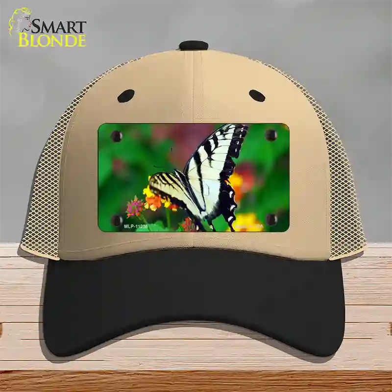 Butterfly Black and White Novelty License Plate Hat Mesh / Khaki|Black