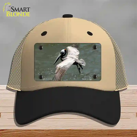 Pelican In Flight Novelty License Plate Hat Mesh / Khaki|Black