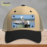 Pelican Two On Pier Novelty License Plate Hat Mesh / Khaki|Black