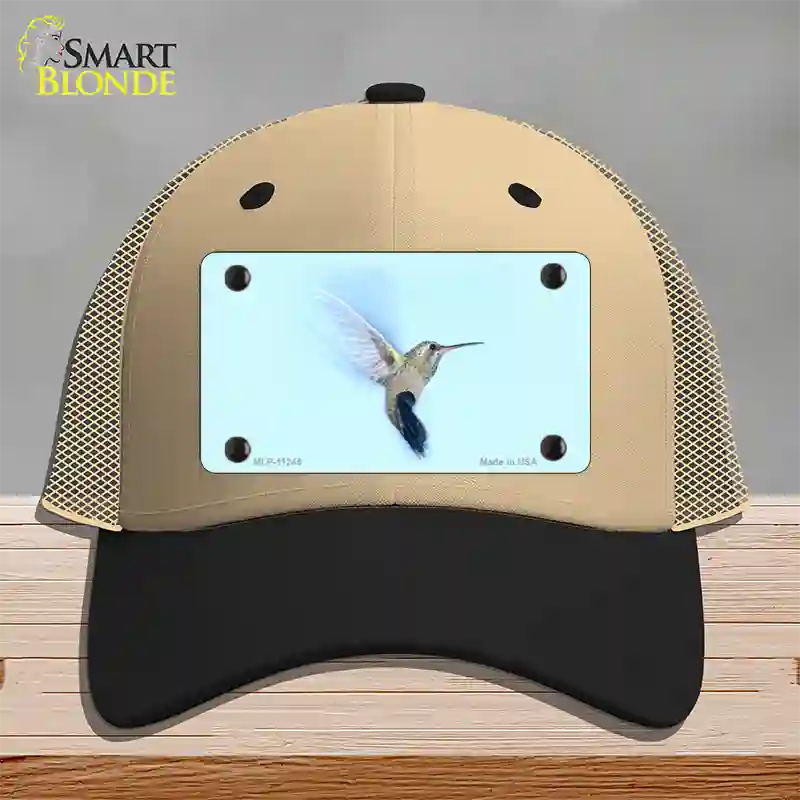 Hummingbird In Flight, Blue Novelty License Plate Hat Mesh / Khaki|Black