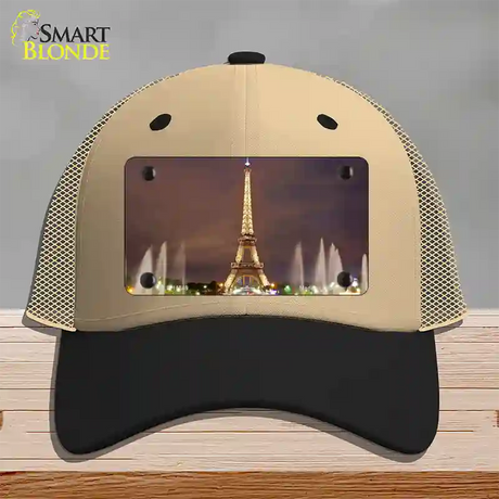 Eiffel Tower Night With Fountain Novelty License Plate Hat Mesh / Khaki|Black