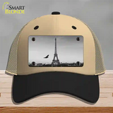 Eiffel Tower Black and White With Bird Novelty License Plate Hat Mesh / Khaki|Black