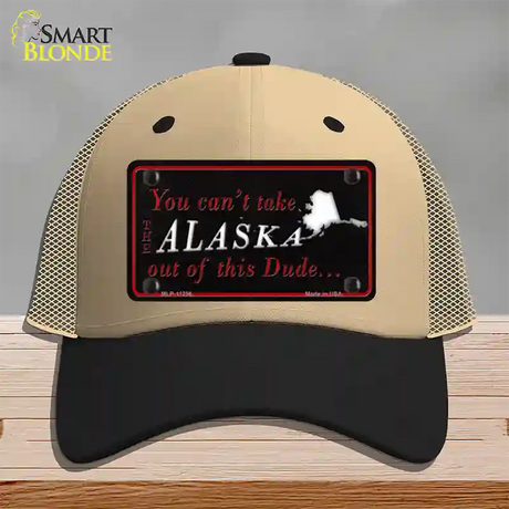 Alaska Dude Novelty License Plate Hat Mesh / Khaki|Black