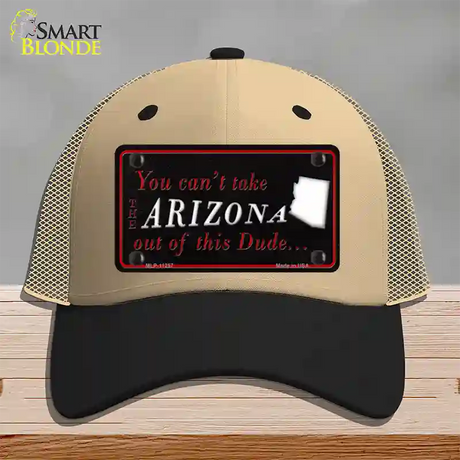 Arizona Dude Novelty License Plate Hat Mesh / Khaki|Black