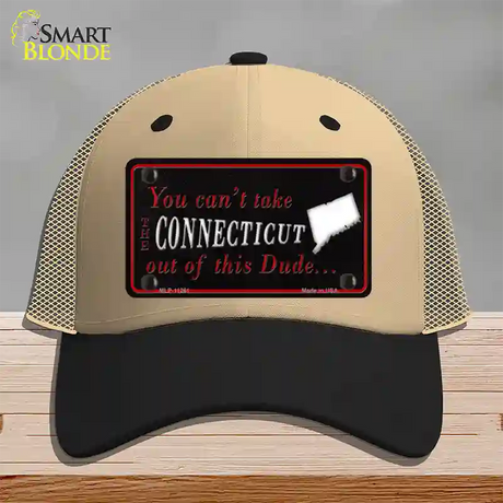 Connecticut Dude Novelty License Plate Hat Mesh / Khaki|Black