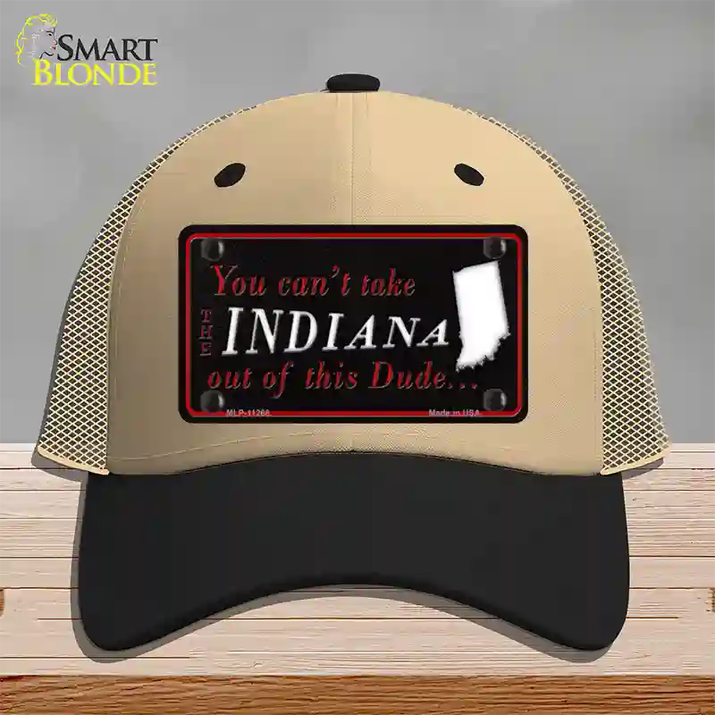 Indiana Dude Novelty License Plate Hat Mesh / Khaki|Black