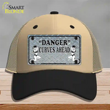 Danger Curves Ahead Novelty License Plate Hat Mesh / Khaki|Black