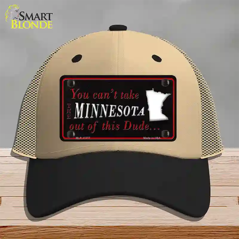 Minnesota Dude Novelty License Plate Hat Mesh / Khaki|Black