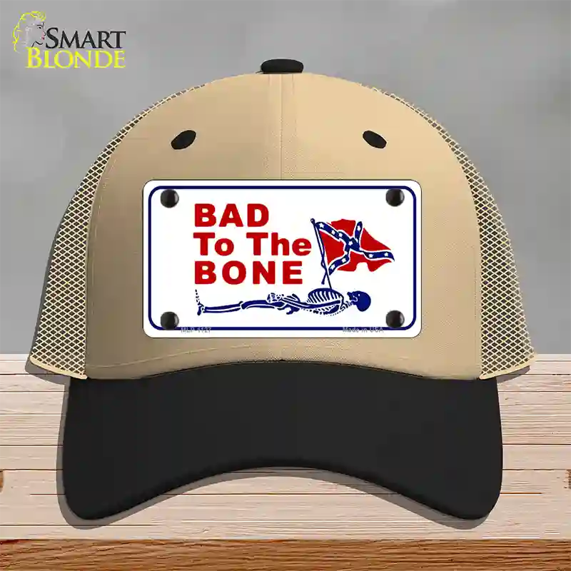 Bad To The Bone Novelty License Plate Hat Mesh / Khaki|Black