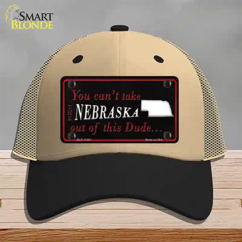 Nebraska Dude Novelty License Plate Hat Mesh / Khaki|Black