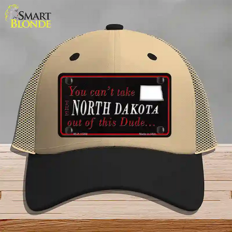 North Dakota Dude Novelty License Plate Hat Mesh / Khaki|Black