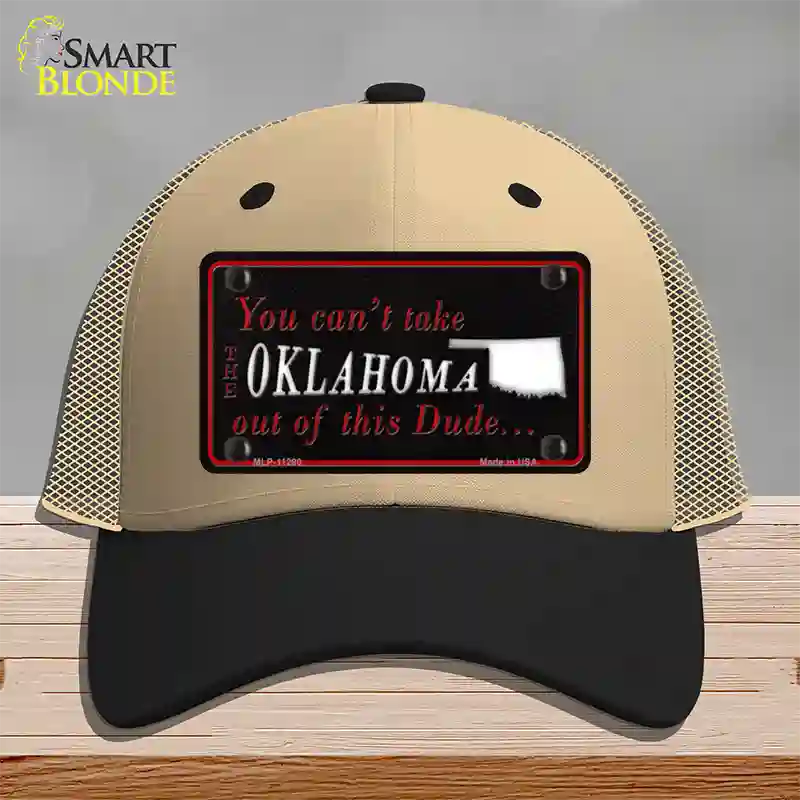 Oklahoma Dude Novelty License Plate Hat Mesh / Khaki|Black