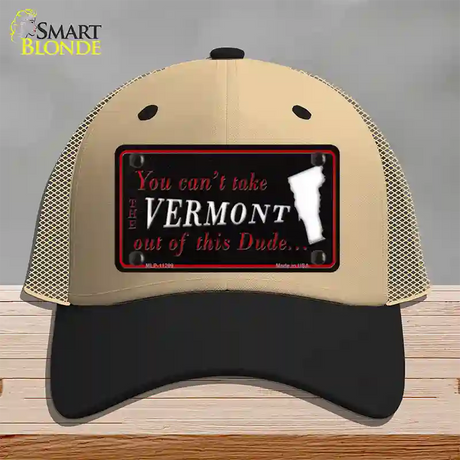 Vermont Dude Novelty License Plate Hat Mesh / Khaki|Black