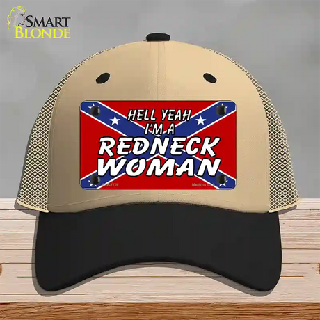 Redneck Woman Novelty License Plate Hat Mesh / Khaki|Black