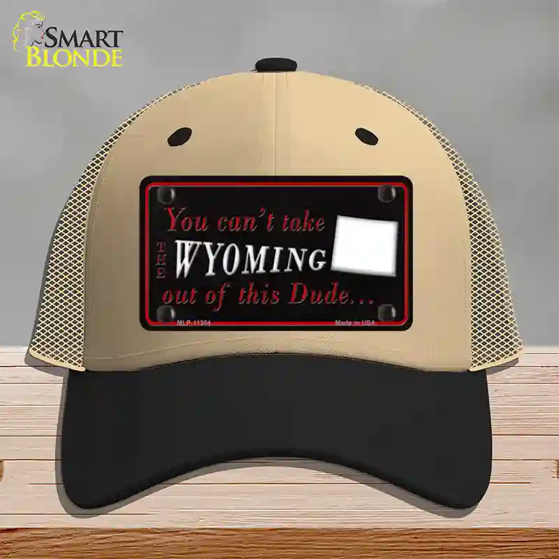 Wyoming Dude Novelty License Plate Hat Mesh / Khaki|Black