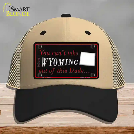 Wyoming Dude Novelty License Plate Hat Mesh / Khaki|Black