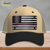 Thin Pink Line With Pink Stars Novelty License Plate Hat Mesh / Khaki|Black