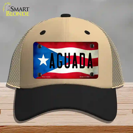 Aguada Puerto Rico Flag Novelty License Plate Hat Mesh / Khaki|Black