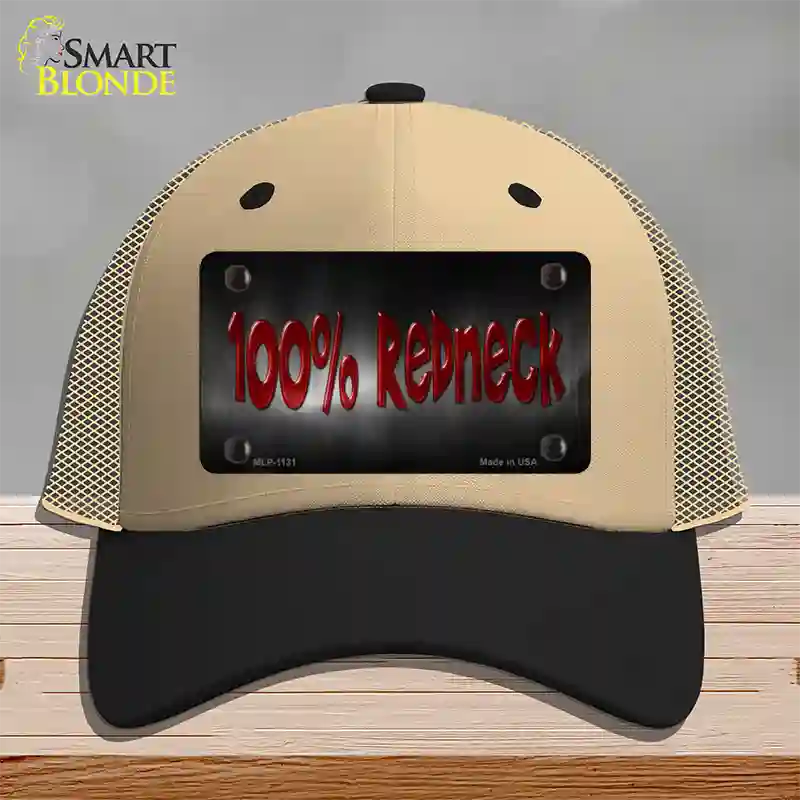 100% Redneck Novelty License Plate Hat Mesh / Khaki|Black