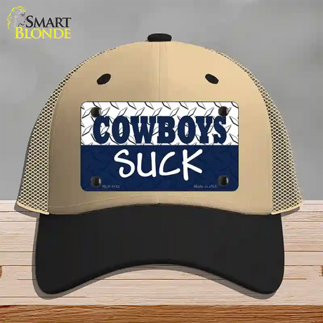 Cowboys Suck Novelty License Plate Hat Mesh / Khaki|Black