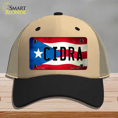 Cidra Puerto Rico Flag Novelty License Plate Hat Mesh / Khaki|Black