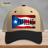 Patillas Puerto Rico Flag Novelty License Plate Hat Mesh / Khaki|Black